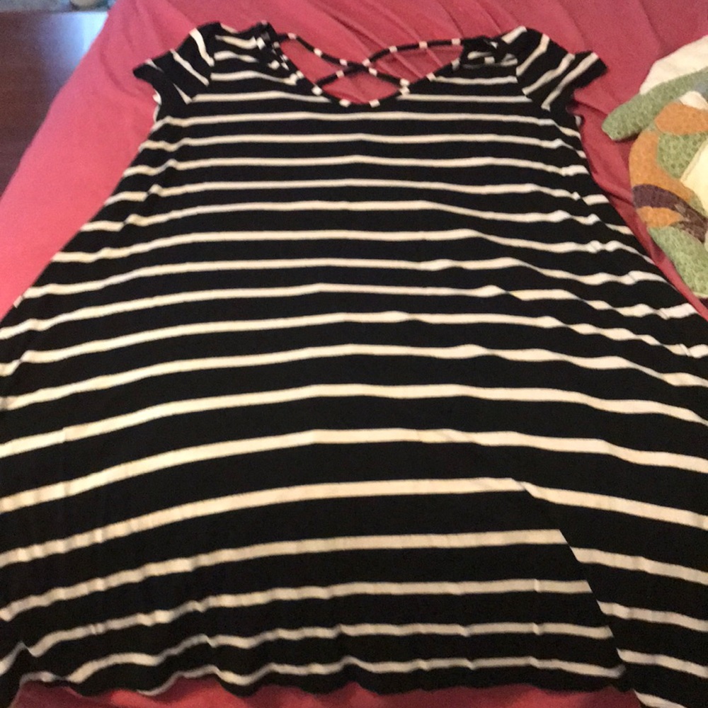 Black and white striped dress